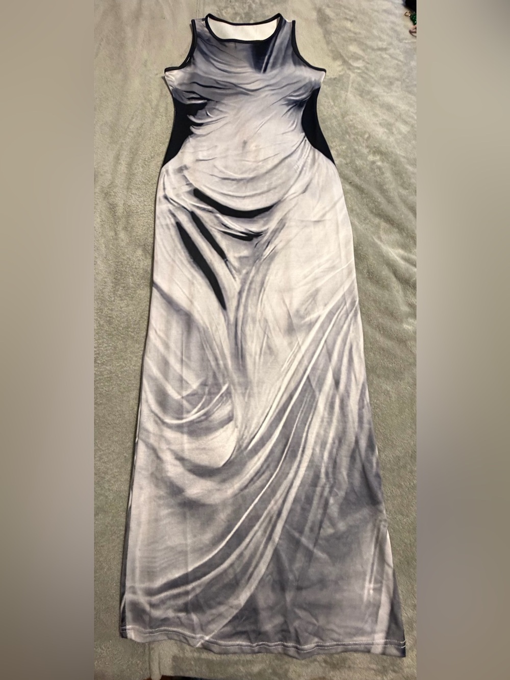SHEIN Black and White Swirl-Print Sleeveless Maxi Dress - Picture 1 of 1